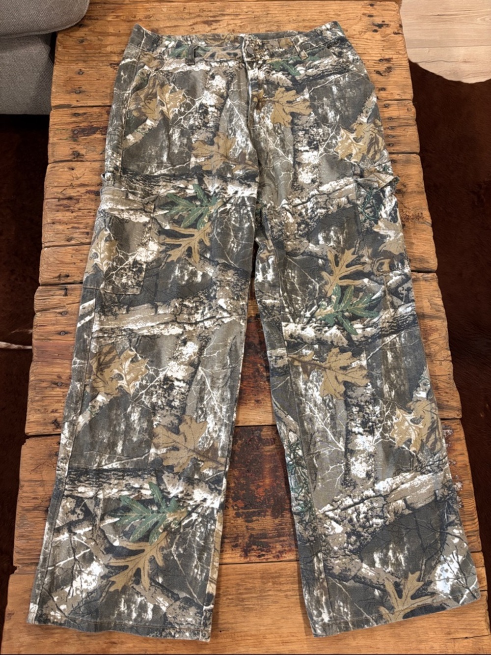 SHEIN Camouflage Wide Leg Cargo Pants in Gray, Brown, Green